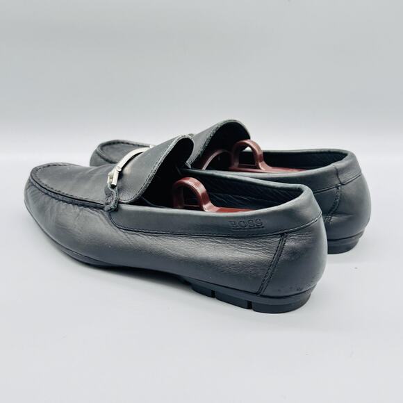 BOSS Hugo Boss Shoes Men 7 Black Leather Bit Driving Loafer Dress Casual Comfort main image 9